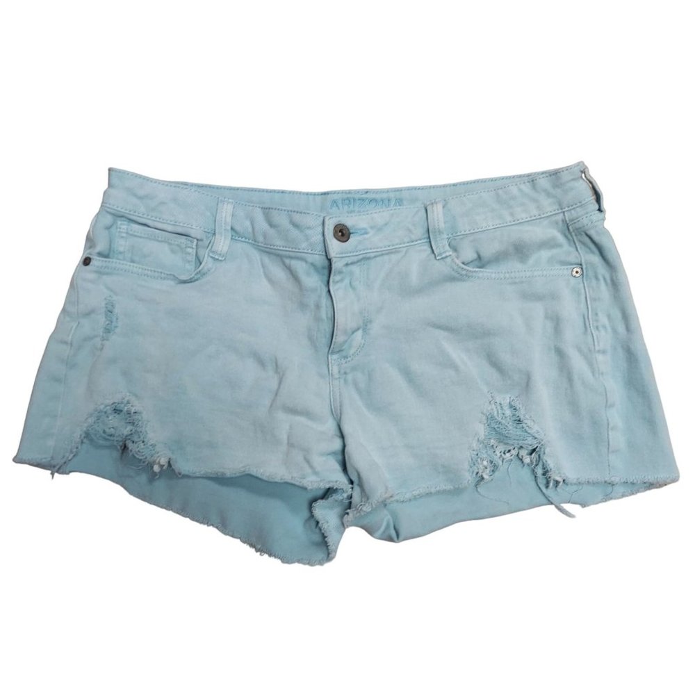 Arizona Jeans Shorts Juniors 13 Light Wash Blue Denim Distressed Destroyed Mini